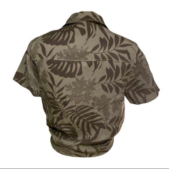 Ten Tree Tentree Green Hawaiian Tropical Print Button Tie Front Shirt Medium - Picture 3 of 3